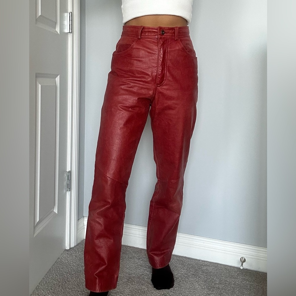 Danier Red Leather Women's Pants